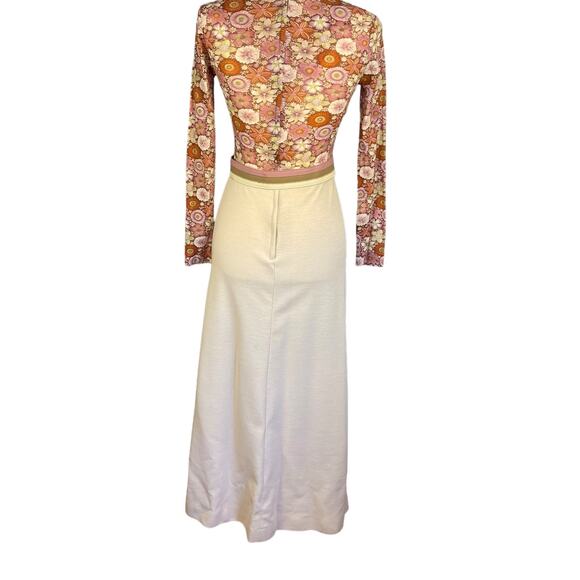 Vintage Lansford  60’s Long Sleeve Maxi Dress Belted Scoop Neck Size 2 - Picture 4 of 9